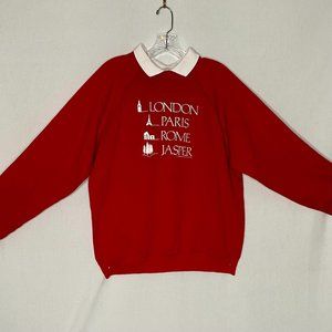 90s  "London, Paris, Rome  Jasper"preppy crew neck
